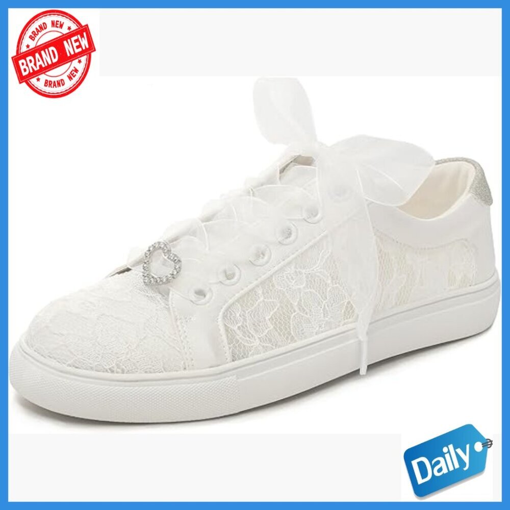 Ivory Lace Wedding Sneakers Flats Bride Comfort Bridal Shoes